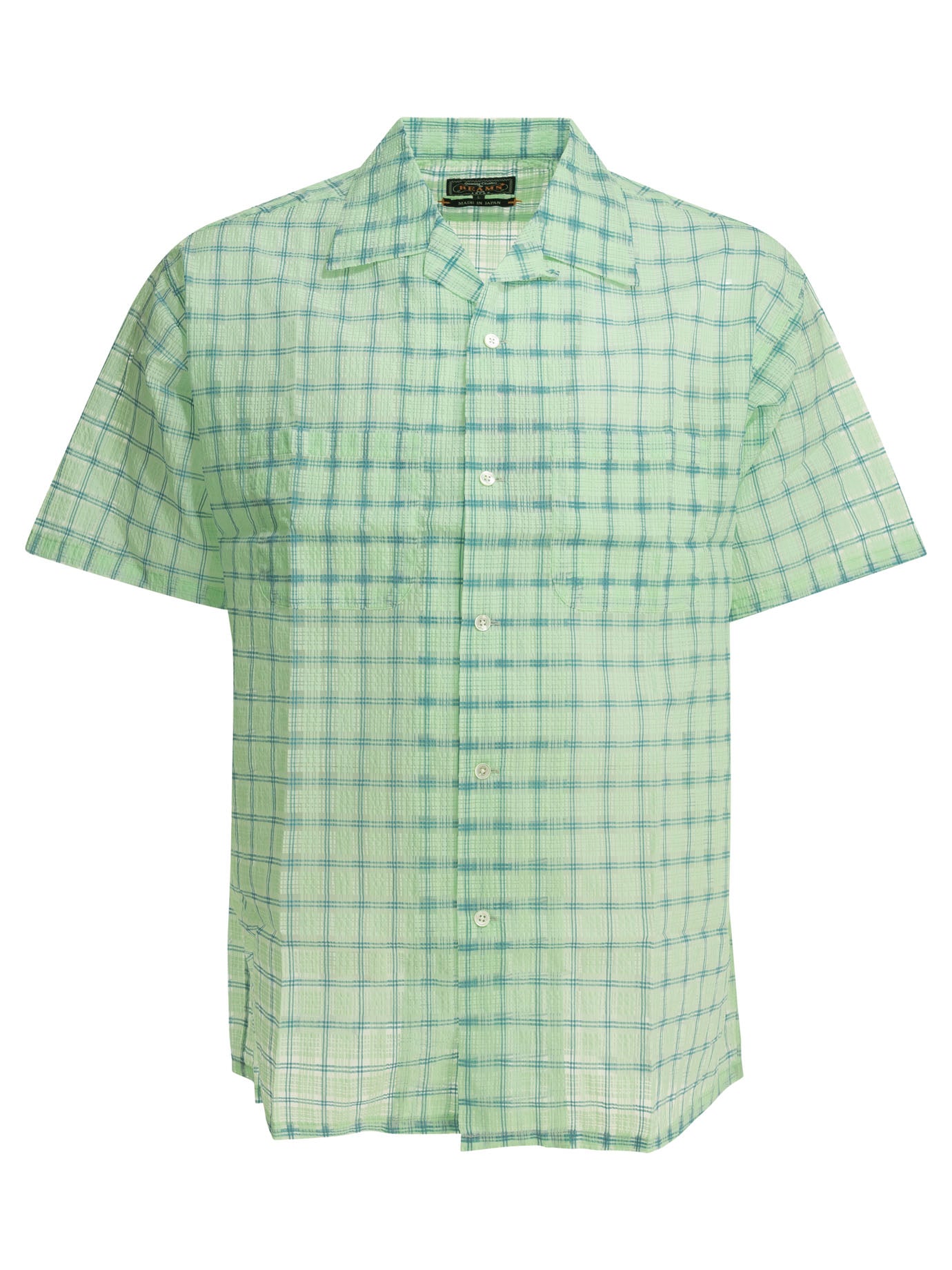 "Open Collar Nylon Airy Plaid" Casual Shirt Shirts