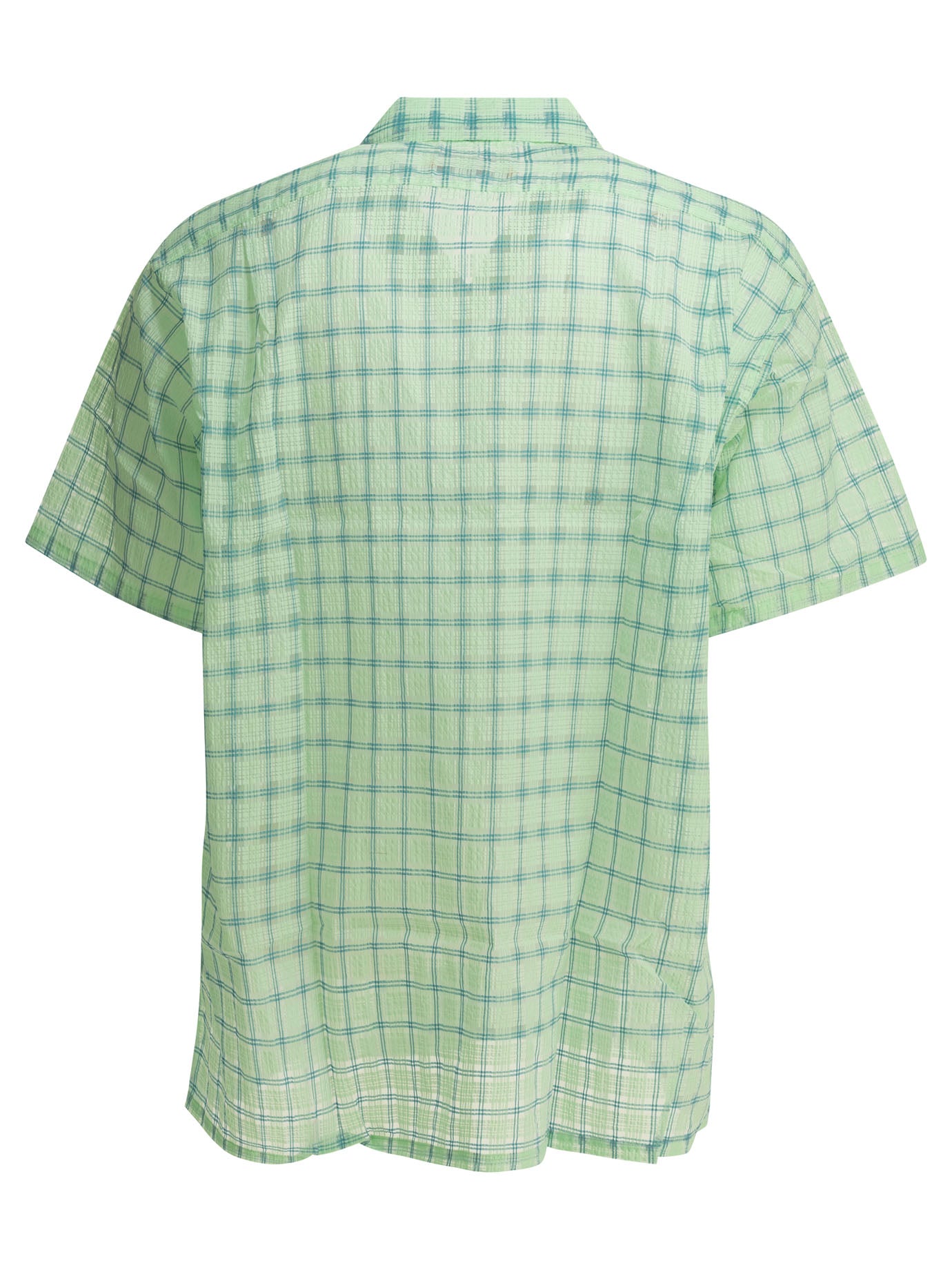 "Open Collar Nylon Airy Plaid" Casual Shirt Shirts