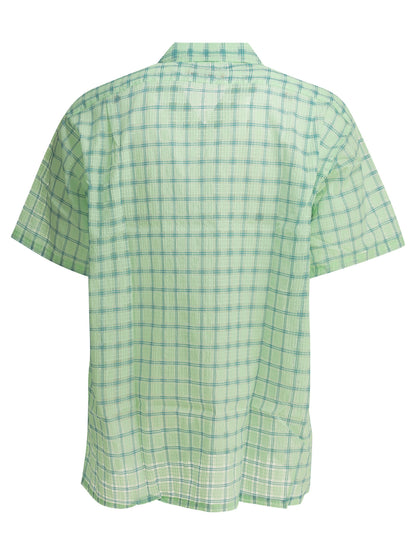 "Open Collar Nylon Airy Plaid" Casual Shirt Shirts