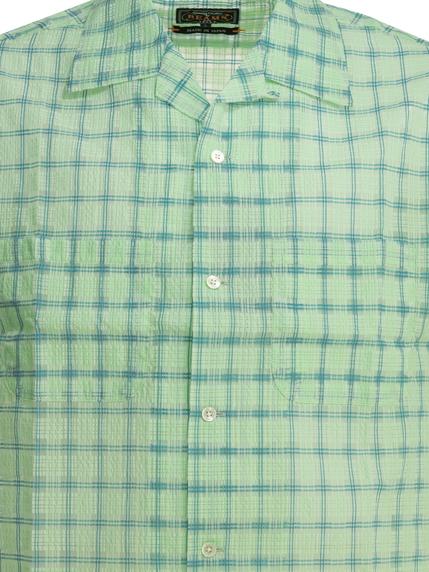 "Open Collar Nylon Airy Plaid" Casual Shirt Shirts