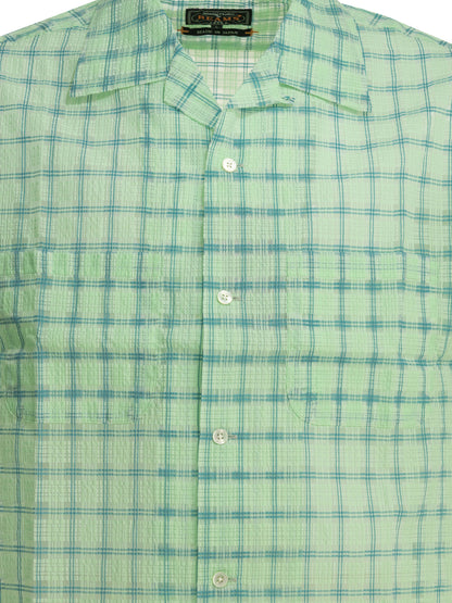 "Open Collar Nylon Airy Plaid" Casual Shirt Shirts