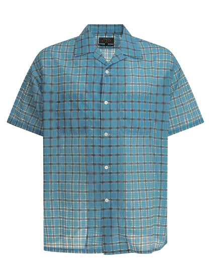 "Open Collar Nylon Airy Plaid" Casual Shirt Shirts