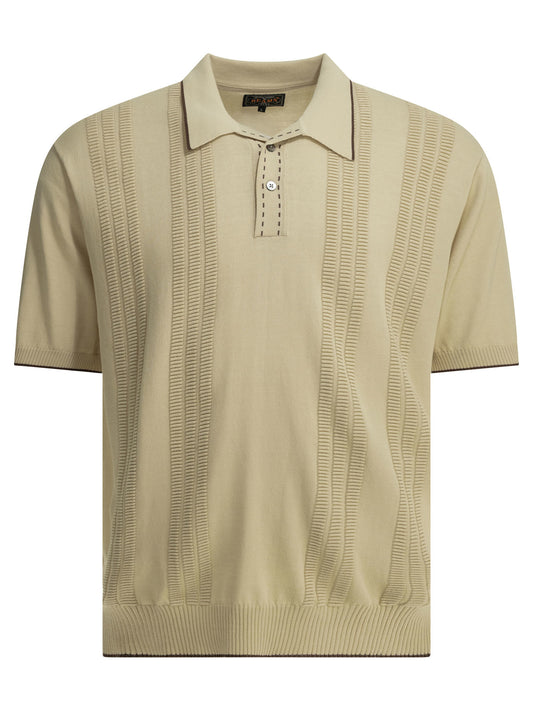 Textured knit button-down polo shirt Polo shirts