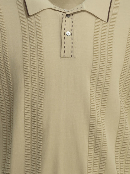 Textured knit button-down polo shirt Polo shirts