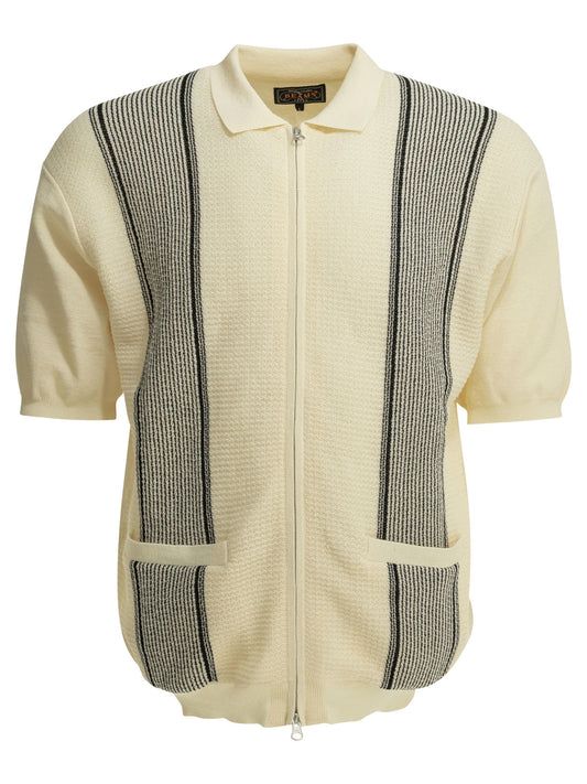 Textured knit zipper polo shirt Polo shirts