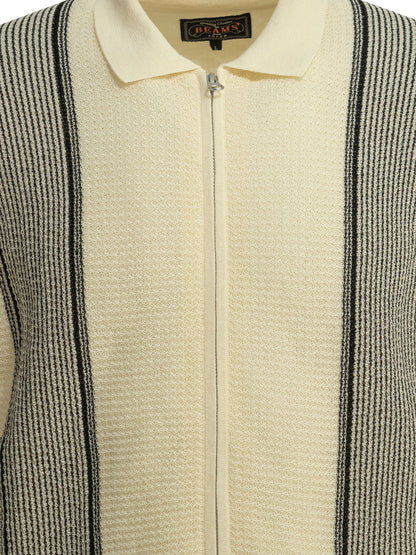 Textured knit zipper polo shirt Polo shirts