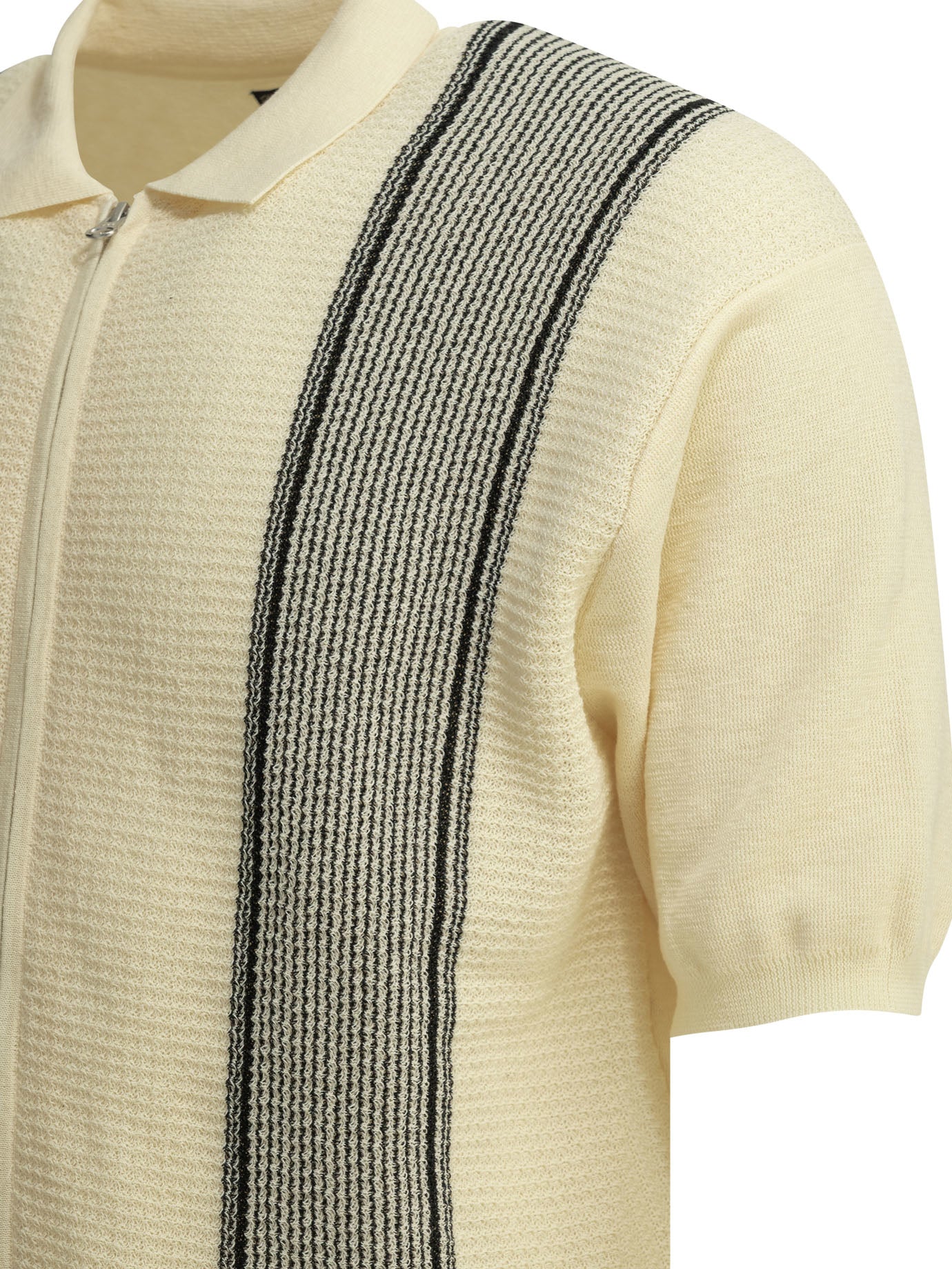 Textured knit zipper polo shirt Polo shirts
