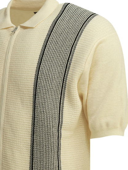 Textured knit zipper polo shirt Polo shirts