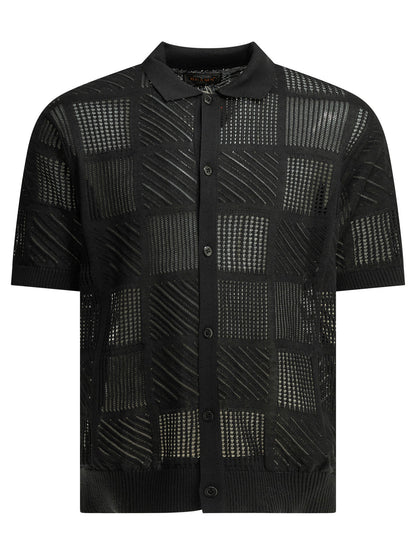 Textured knit button-down polo shirt Polo shirts