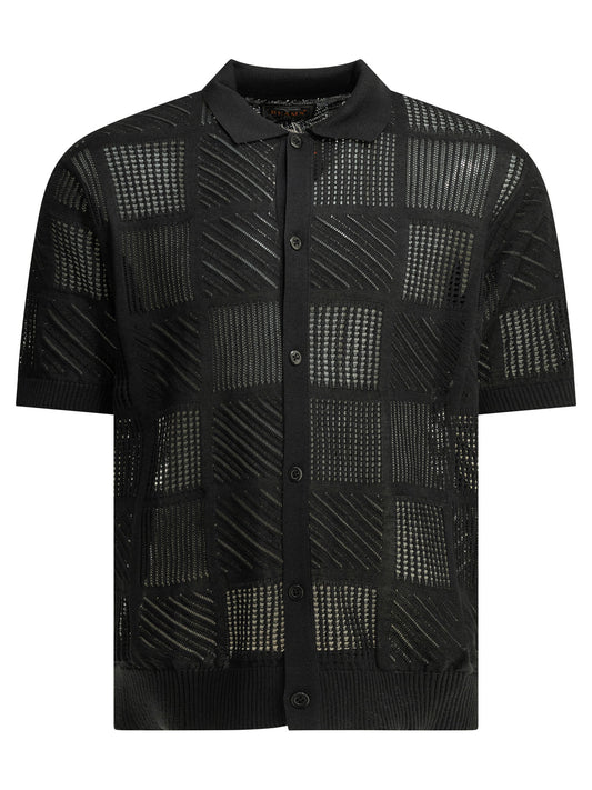 Textured knit button-down polo shirt Polo shirts