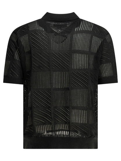Textured knit button-down polo shirt Polo shirts