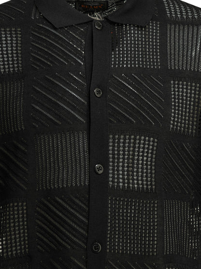 Textured knit button-down polo shirt Polo shirts