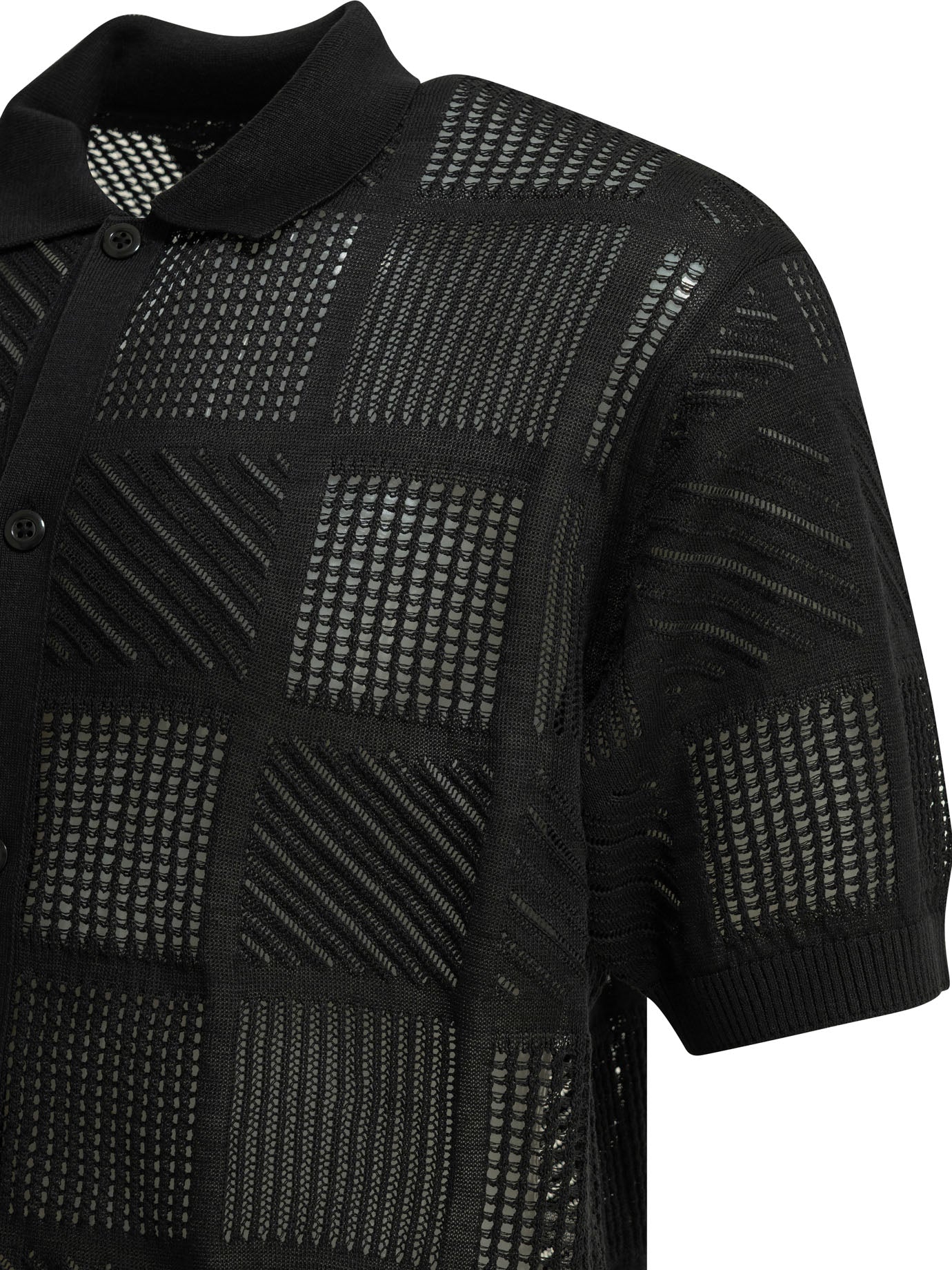 Textured knit button-down polo shirt Polo shirts