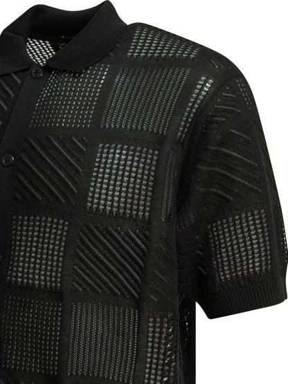 Textured knit button-down polo shirt Polo shirts