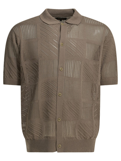 Textured knit button-down polo shirt Polo shirts