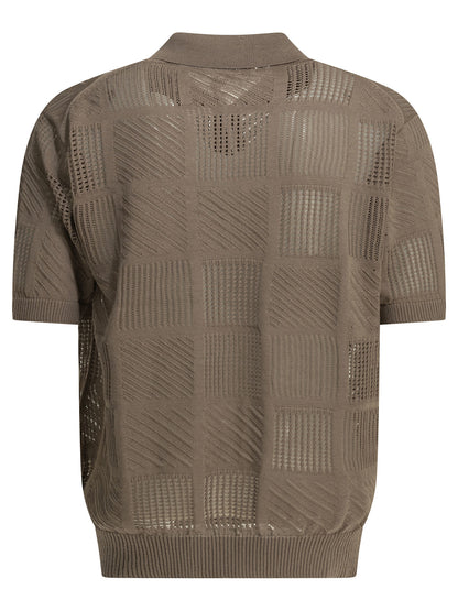 Textured knit button-down polo shirt Polo shirts