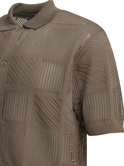 Textured knit button-down polo shirt Polo shirts