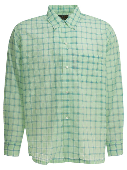 "Open DB Nylon Airy Plaid" Casual Shirt Shirts
