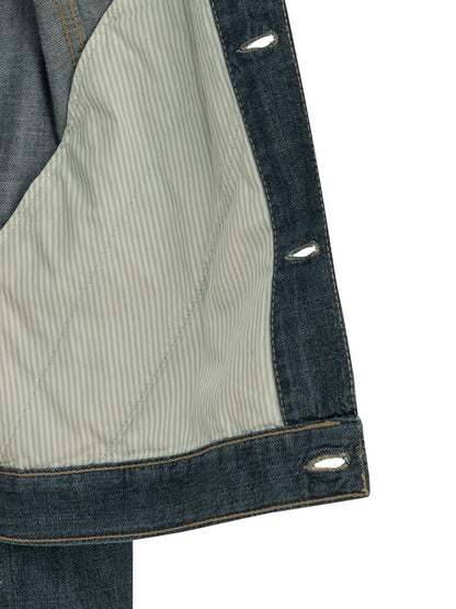 Denim jacket with leather collar Jackets and Coats