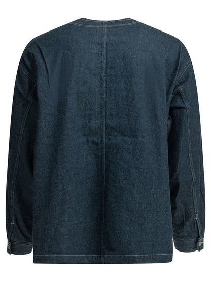 Collarless denim jacket Jackets and Coats