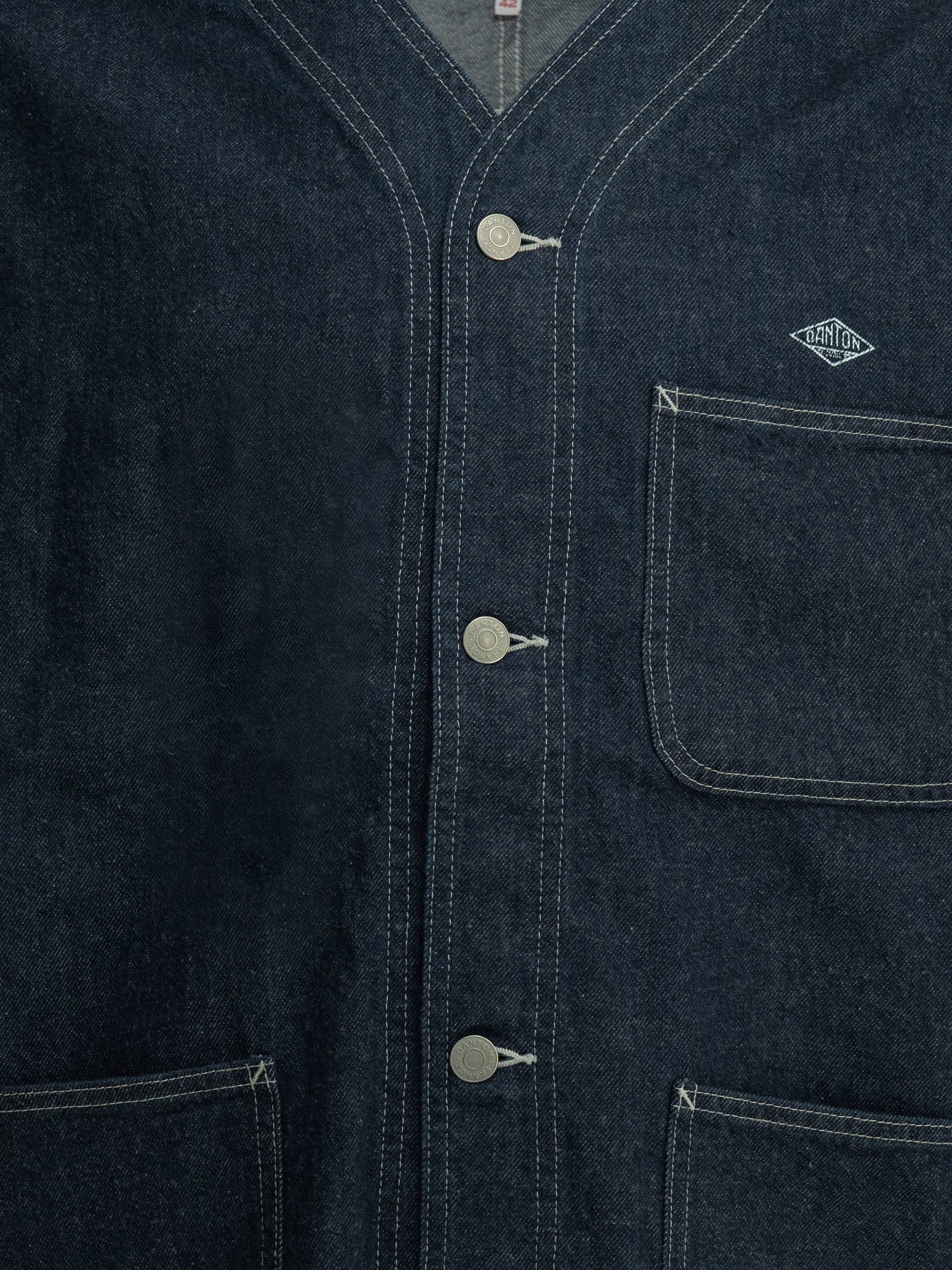Collarless denim jacket Jackets and Coats