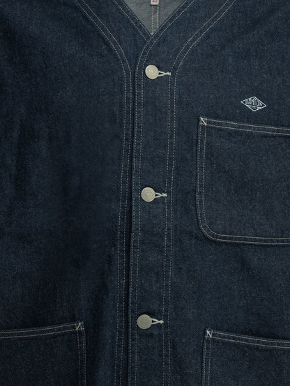 Collarless denim jacket Jackets and Coats