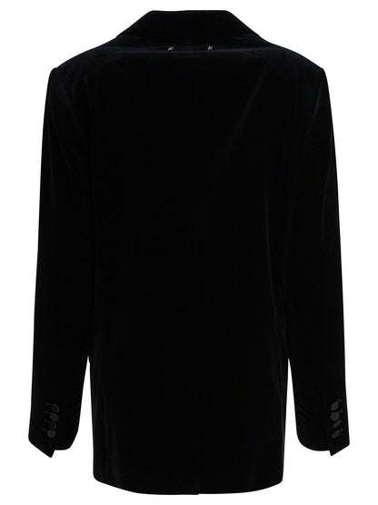 Velvet and satin double-breasted blazer Jackets and Coats