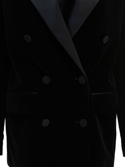 Velvet and satin double-breasted blazer Jackets and Coats