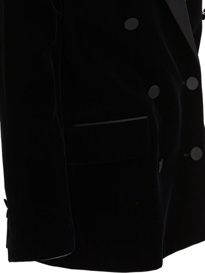 Velvet and satin double-breasted blazer Jackets and Coats