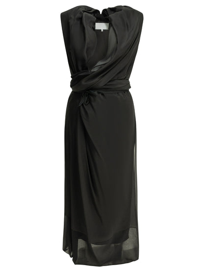 Draped silk midi dress Dresses