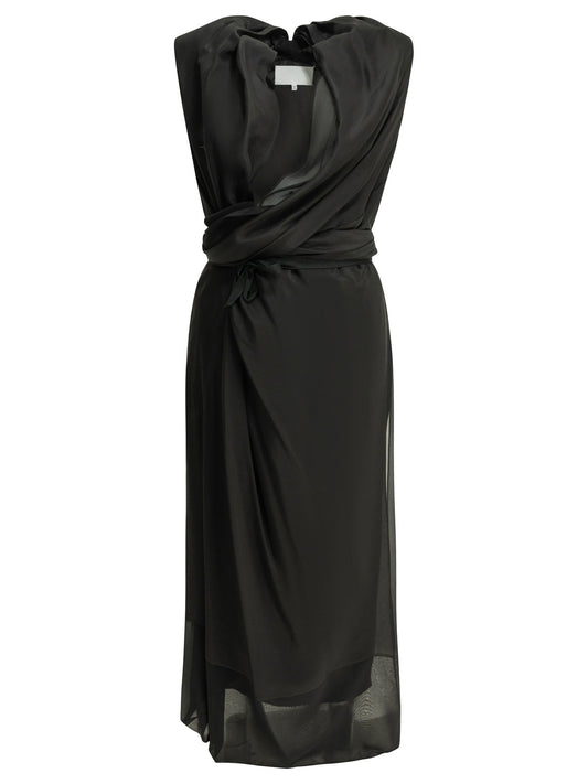 Draped silk midi dress Dresses