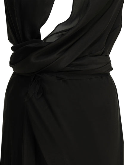 Draped silk midi dress Dresses