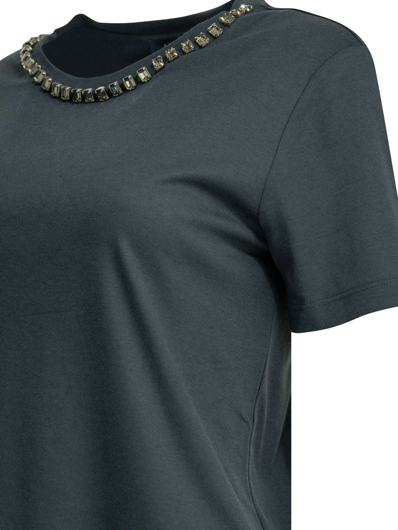 Crew-neck T-shirt with jewel embroidery T-shirts
