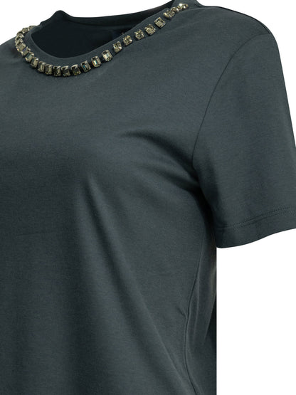 Crew-neck T-shirt with jewel embroidery T-shirts