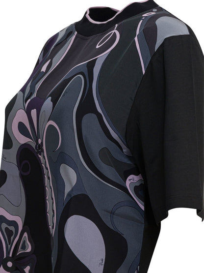 Cotton and silk crewneck T-shirt with print T-shirts