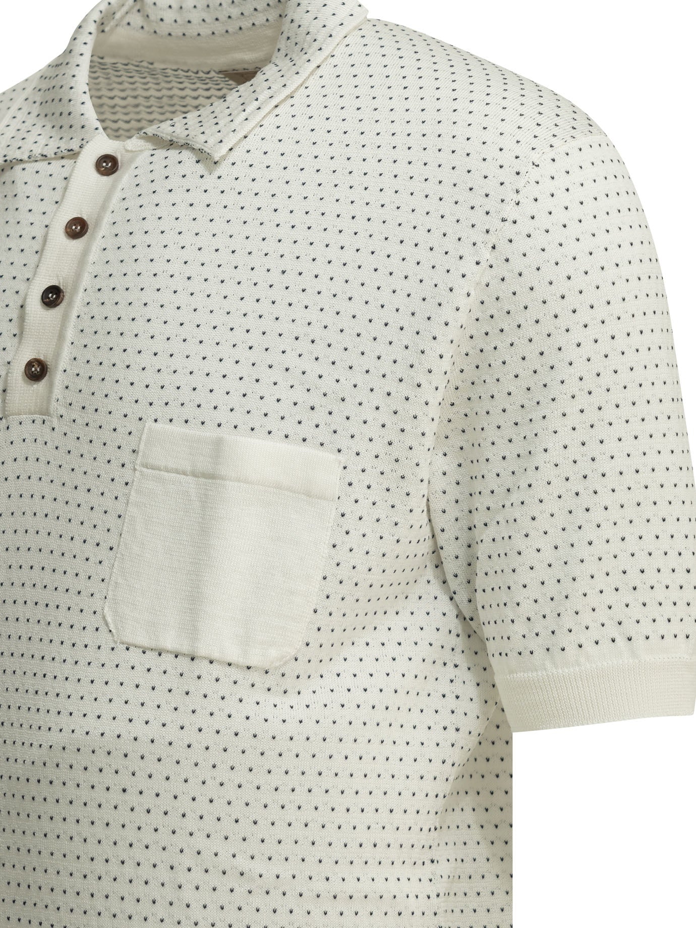 Textured knit polo shirt buttons Polo shirts