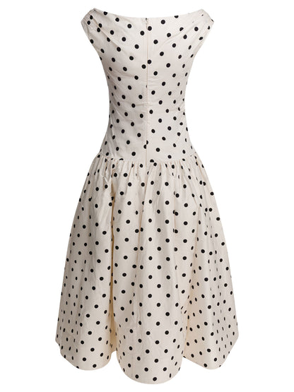 Polka dot flared midi dress Dresses