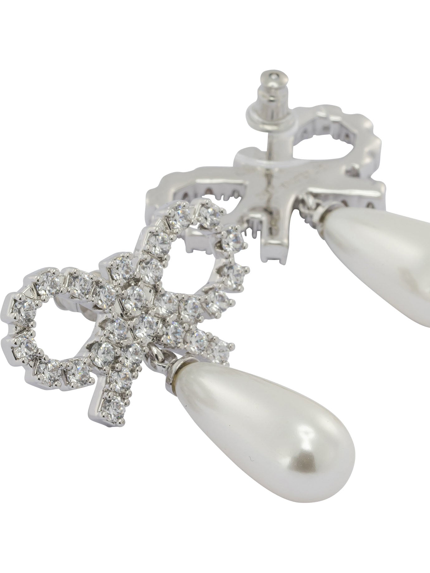 Pearl earrings with crystal bow Jewels