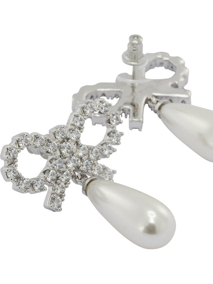 Pearl earrings with crystal bow Jewels