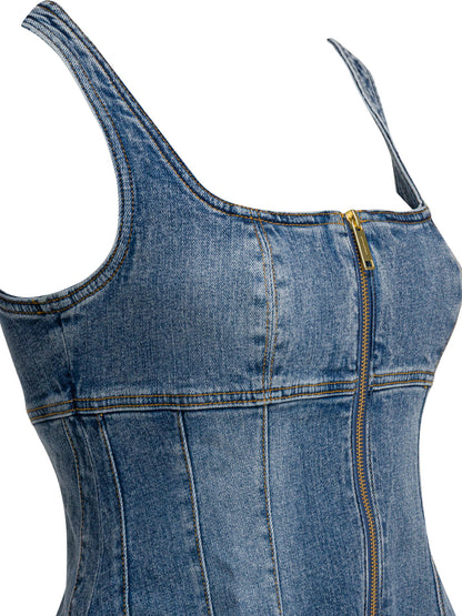 Denim flared dress Dresses