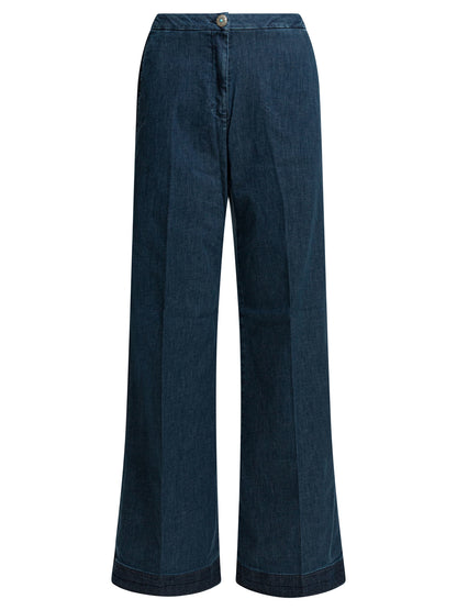 "Flaire Smocking" Wide Leg Jeans Jeans