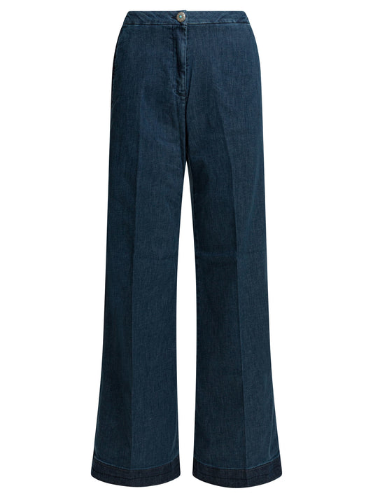"Flaire Smocking" Wide Leg Jeans Jeans