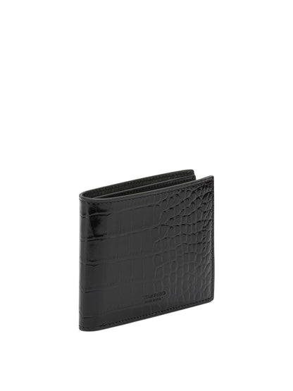 Crocodile-effect bi-fold wallet Wallets & Card holders
