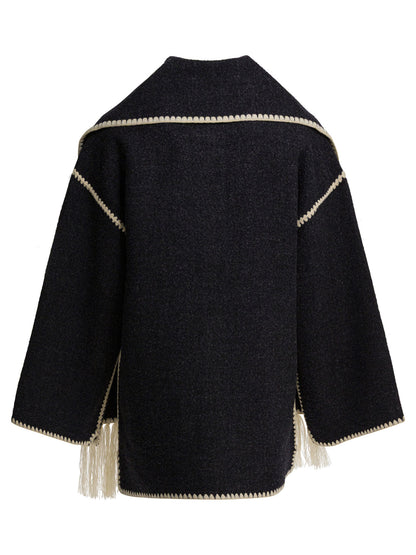 Short coat with attached scarf Jackets and Coats