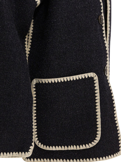 Short coat with attached scarf Jackets and Coats