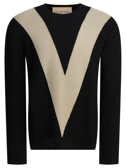 Wool sweater with inlaid V Knitwear