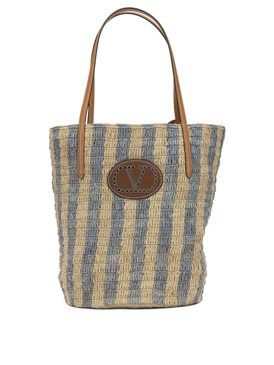 VLogo raffia medium shoulder bag Shoulder bags
