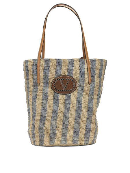VLogo raffia medium shoulder bag Shoulder bags