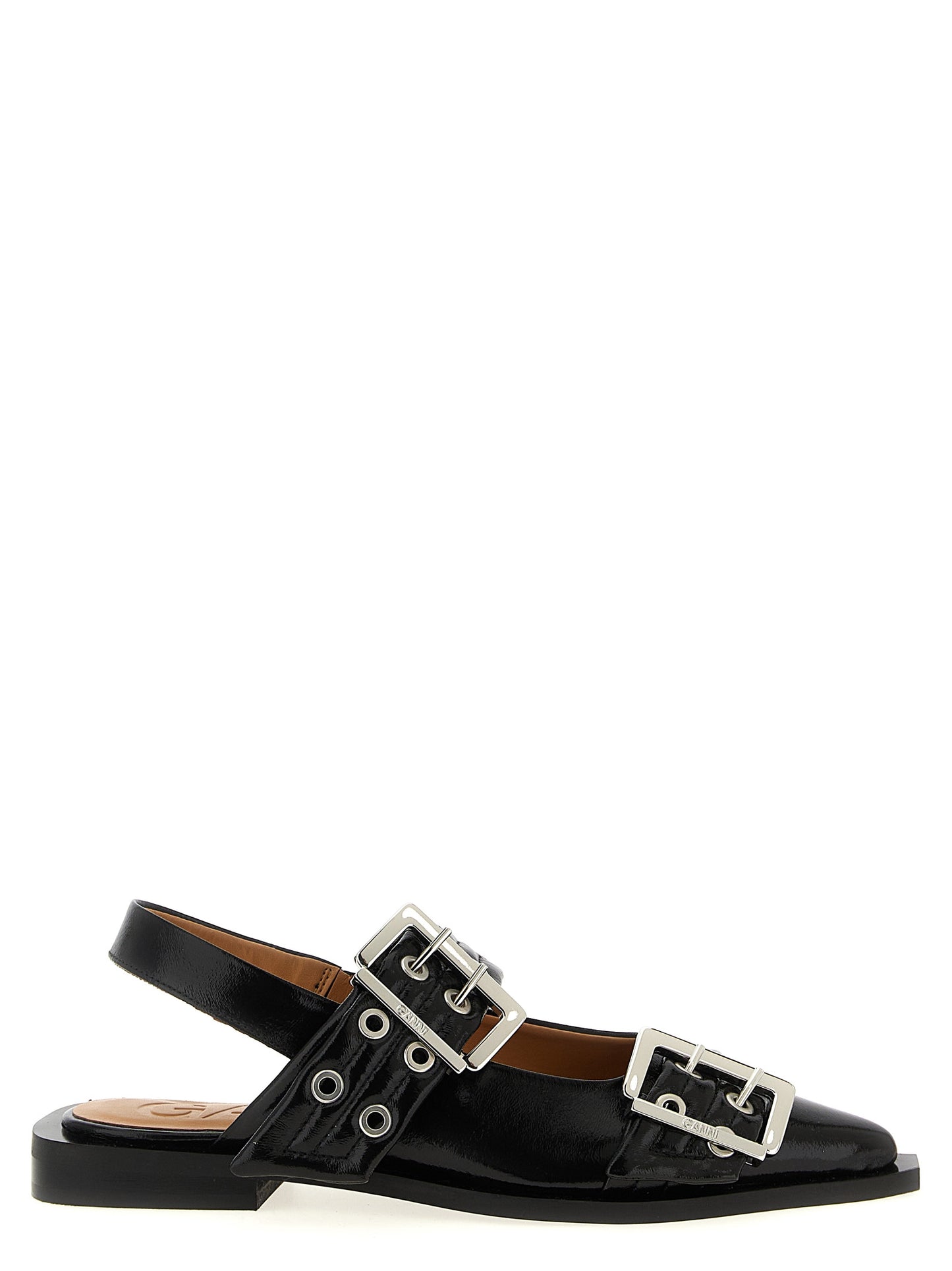 'Black Feminine Buckle' slingback Flat shoes