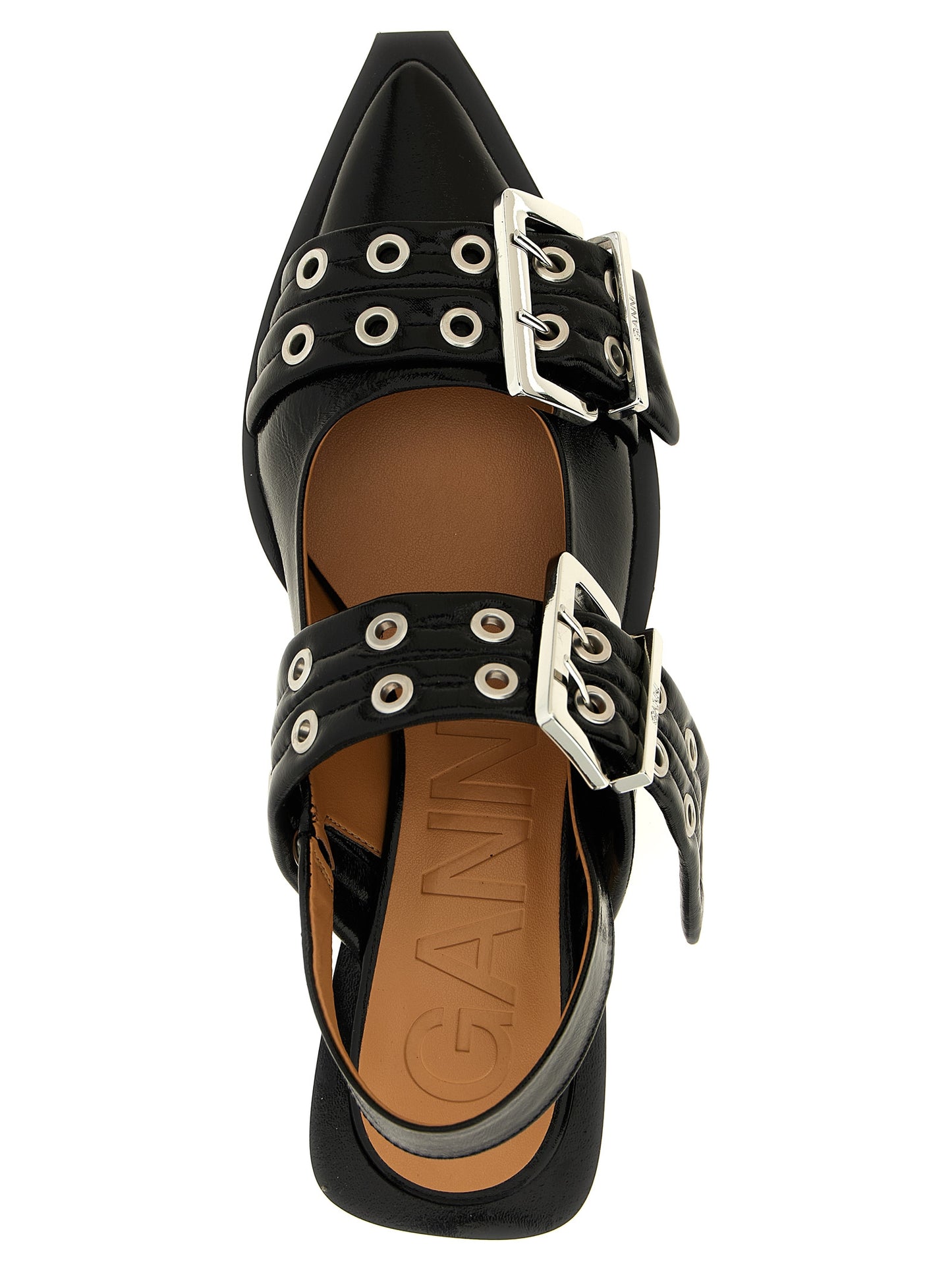 'Black Feminine Buckle' slingback Flat shoes